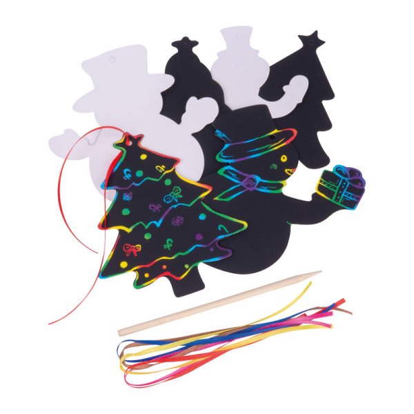 Set de ornamente din hartie razuibila cu agatatoar